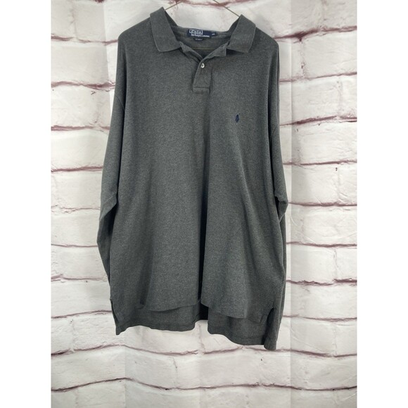 Polo Ralph Lauren Pullover Sweater Polo ShirtMen's Sz XXL  Buttons Collar Gray - Picture 1 of 10
